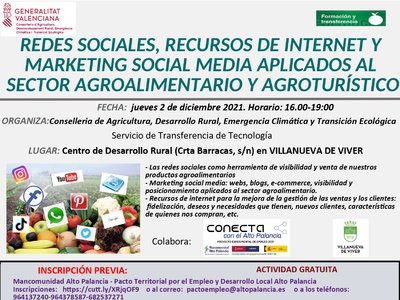 Curso gratuito de Redes Sociales, Recursos de Internet y Marketing aplicados al sector Agroalimentario y Agroturístico