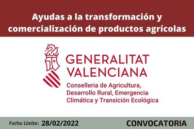 Ayudas a la transformación y comercialización de productos agrícolas CV
