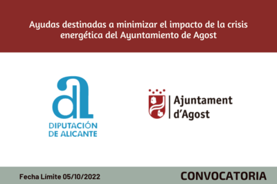 Ayudas destinadas a minimizar el impacto de la crisis energética del Ayuntamiento de Agost