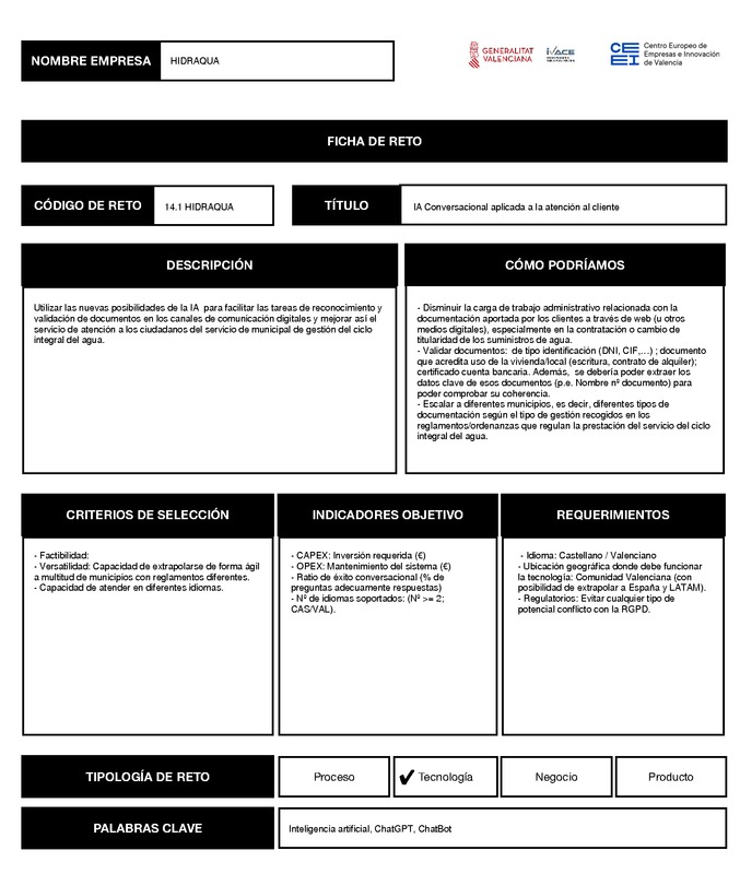 Reto IA Conversacional aplicada a la atención al cliente
