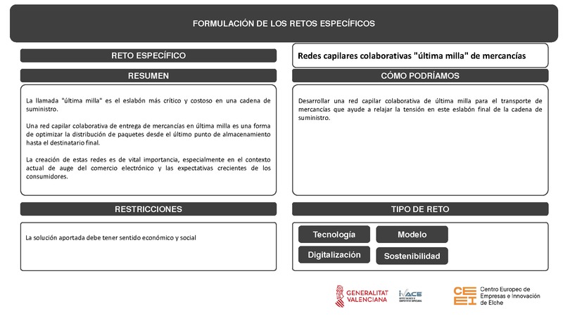 Redes capilares colaborativas "última milla" de mercancías