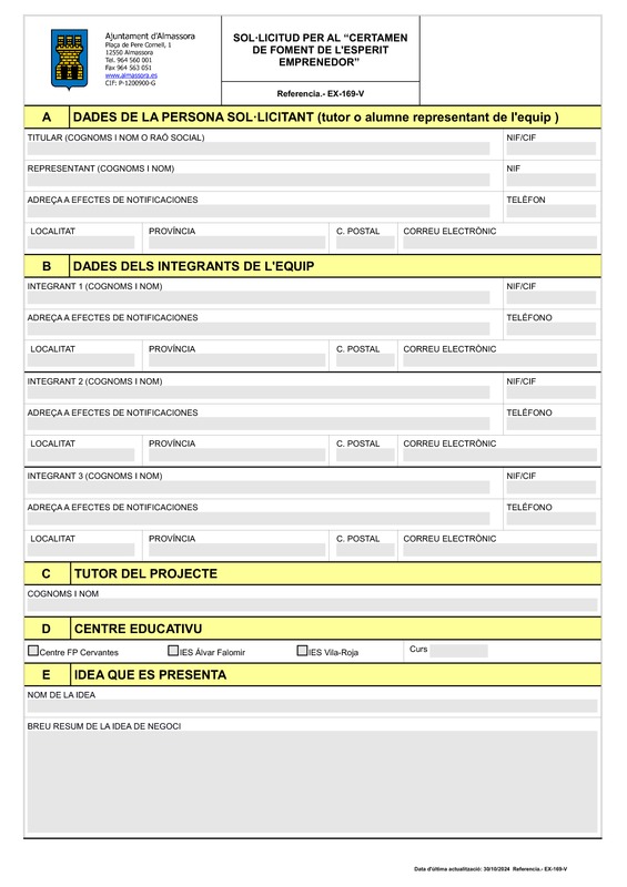 ANEXO 1: EX-169-C Solicitud certamen (en valenciano)