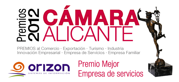 Orizon mejor empresa de servicio 2012 por la Cámara Oficial de Comercio de Alicante