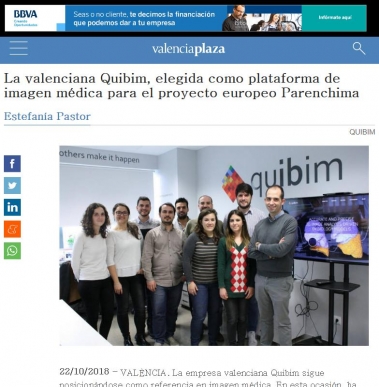 Quibim, elegida como plataforma de imagen mdica para el proyecto europeo Parenchima